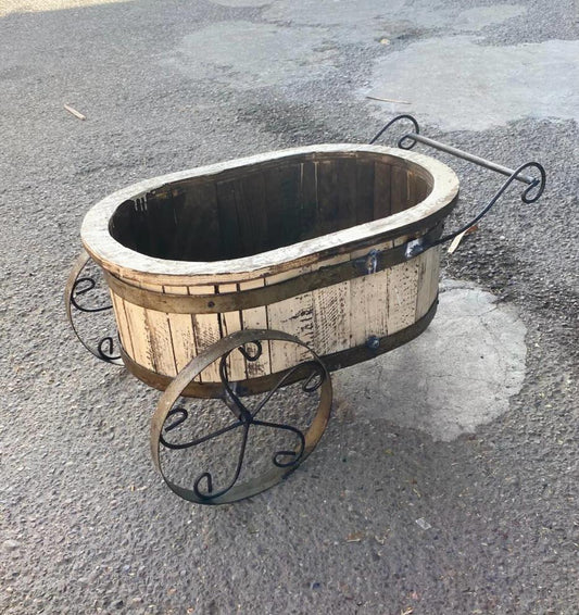 Wood Oval Wheelbarrow 2 Wheel - Large